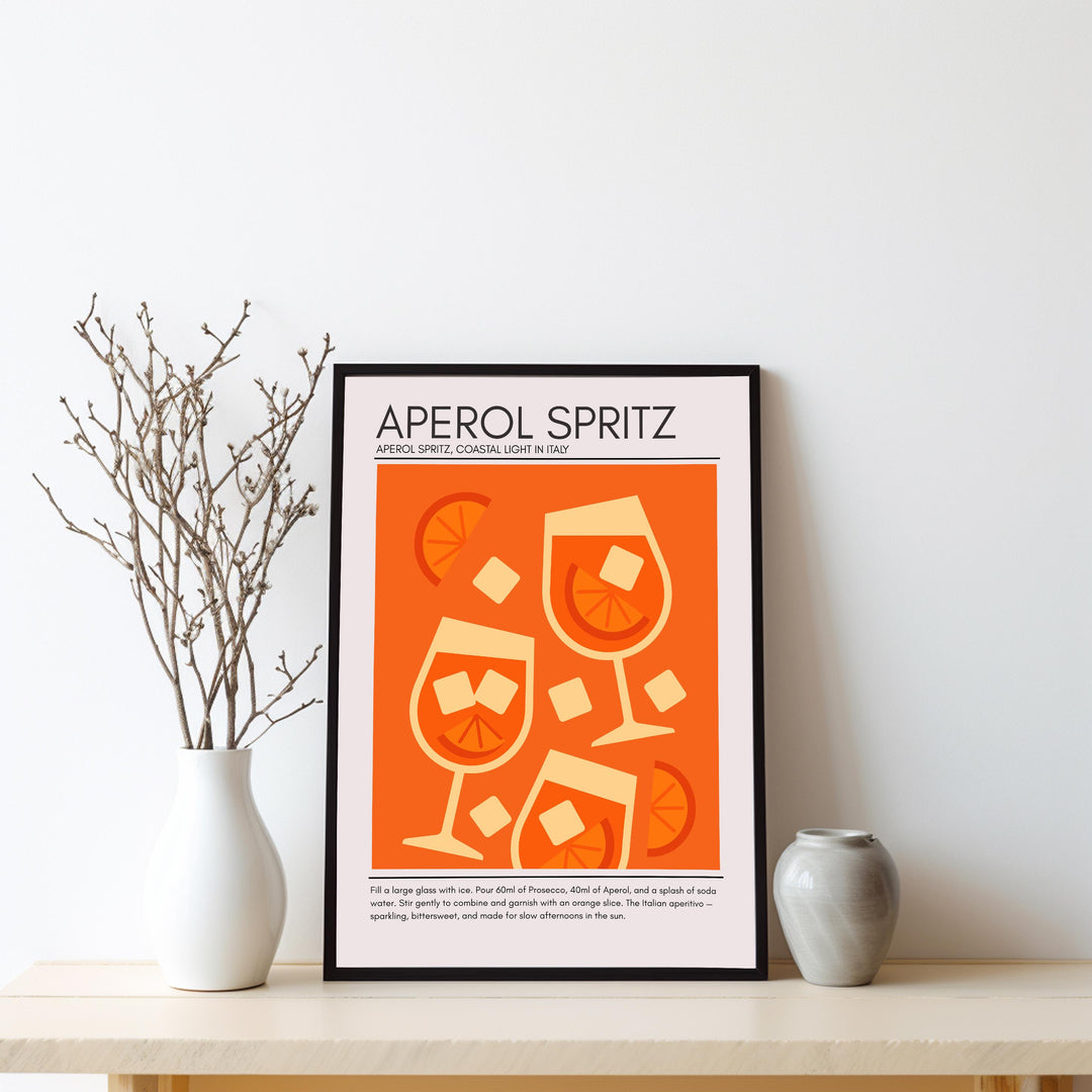 Aperol Spritz Art Deco Cocktail Print Elegant Drink Poster Bar Wall Art Cocktail Lover Gift Summer Decor Classic Beverage Artwork