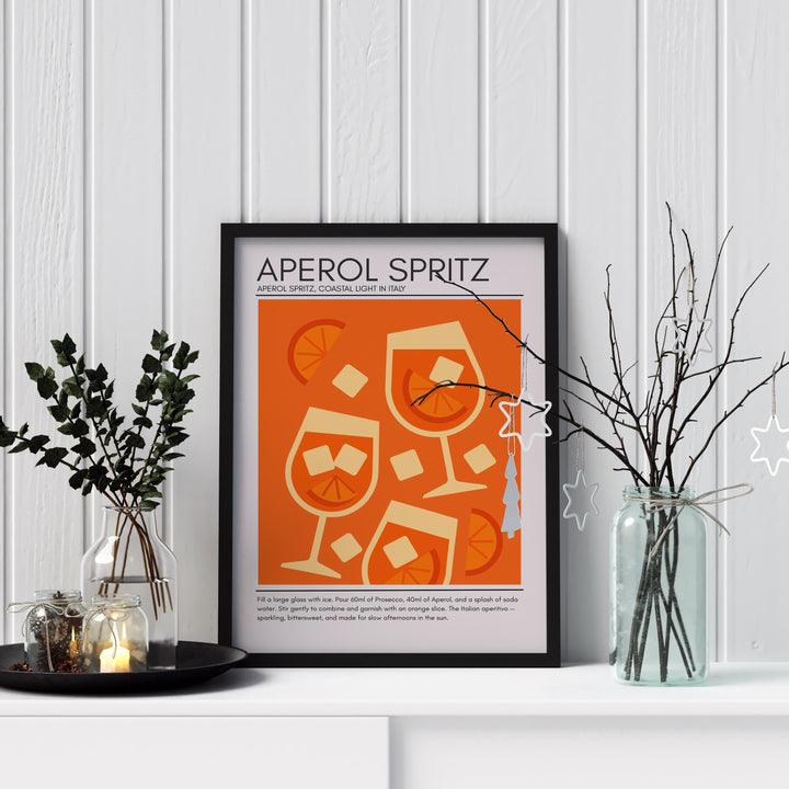 Aperol Spritz Art Deco Cocktail Print Elegant Drink Poster Bar Wall Art Cocktail Lover Gift Summer Decor Classic Beverage Artwork