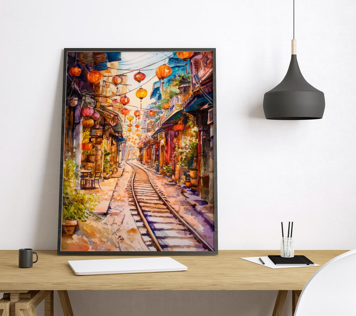 Hoi An Vietnam Watercolor Poster Hoi An Travel Print Lantern City Painting Asia Wall Art Cultural Decor Historic Souvenir