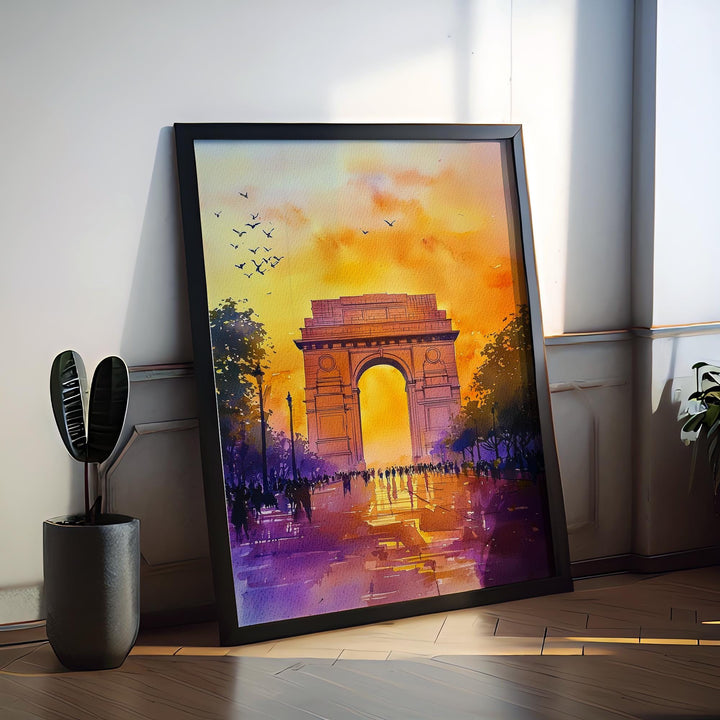 Delhi India Watercolor Poster Delhi Travel Print Indian City Painting Asia Wall Art Cultural Decor Historic Souvenir