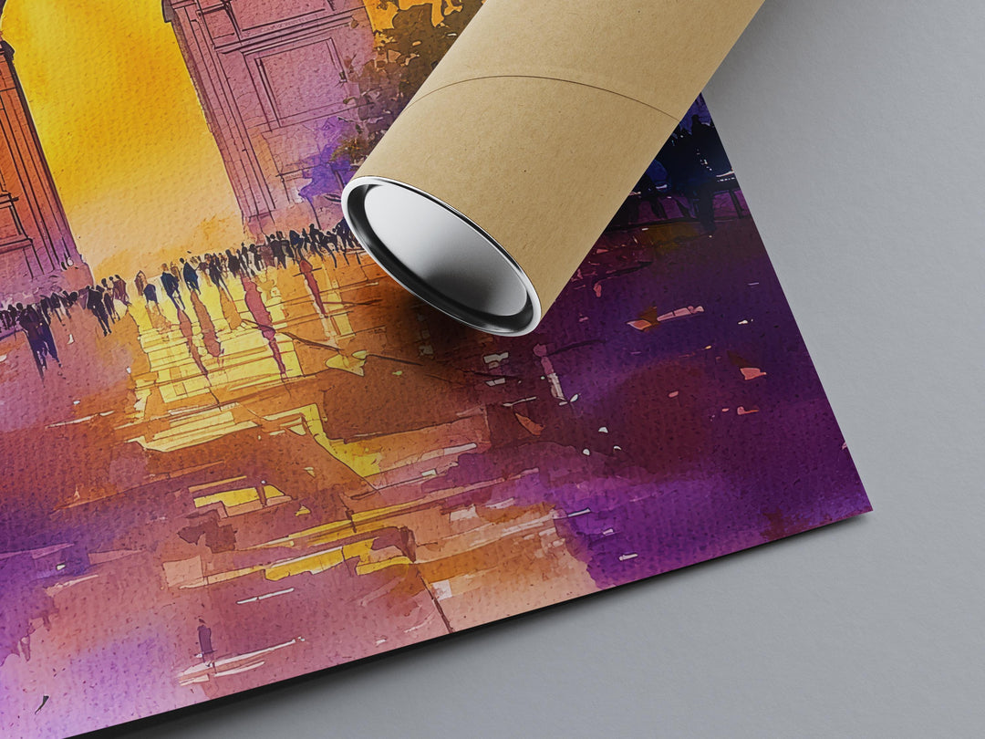 Delhi India Watercolor Poster Delhi Travel Print Indian City Painting Asia Wall Art Cultural Decor Historic Souvenir