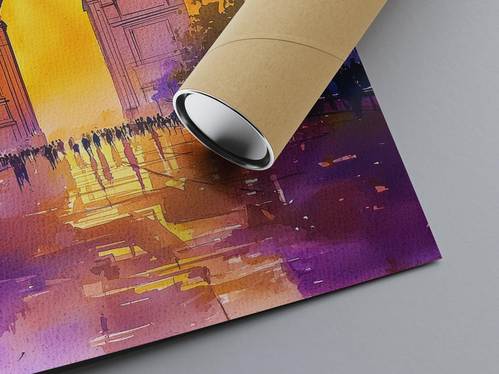 Delhi India Watercolor Poster Delhi Travel Print Indian City Painting Asia Wall Art Cultural Decor Historic Souvenir