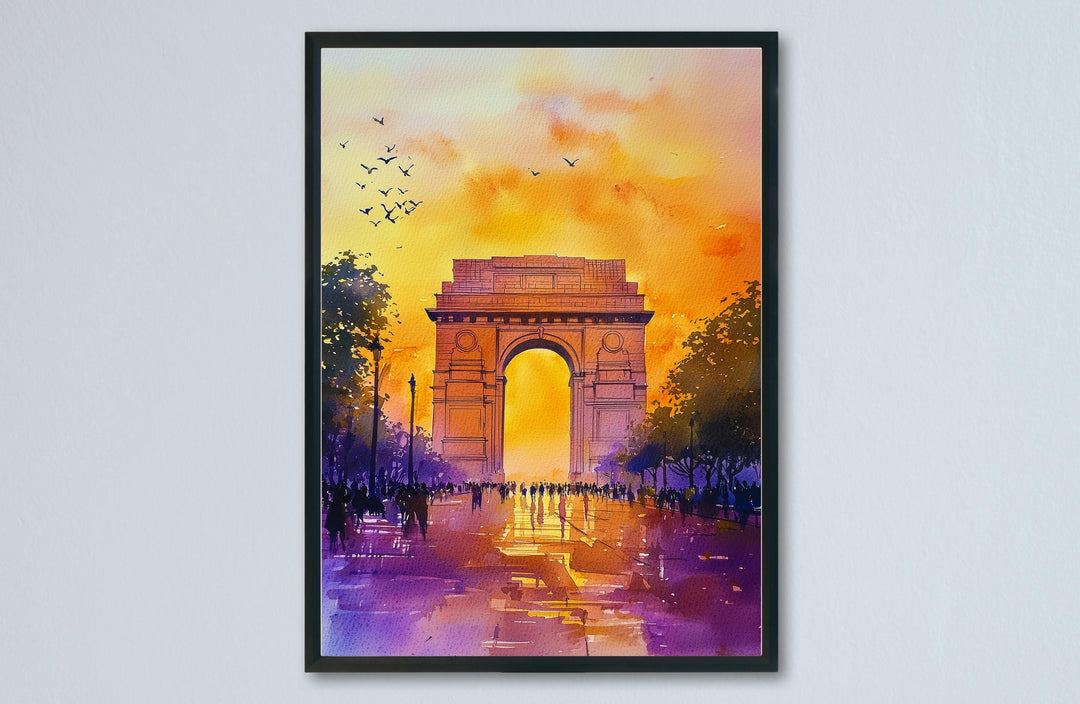 Delhi India Watercolor Poster Delhi Travel Print Indian City Painting Asia Wall Art Cultural Decor Historic Souvenir