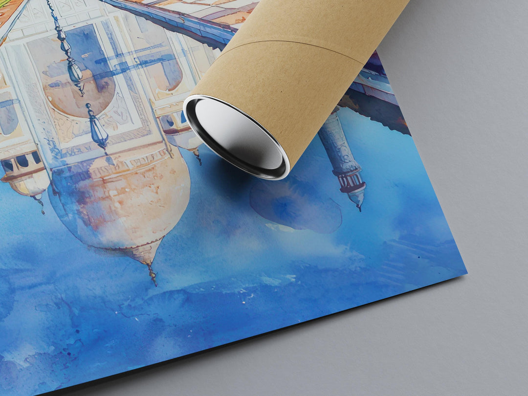 Agra India Watercolor Poster Agra Travel Print Taj Mahal Painting Indian Wall Art Cultural Decor Historic Souvenir