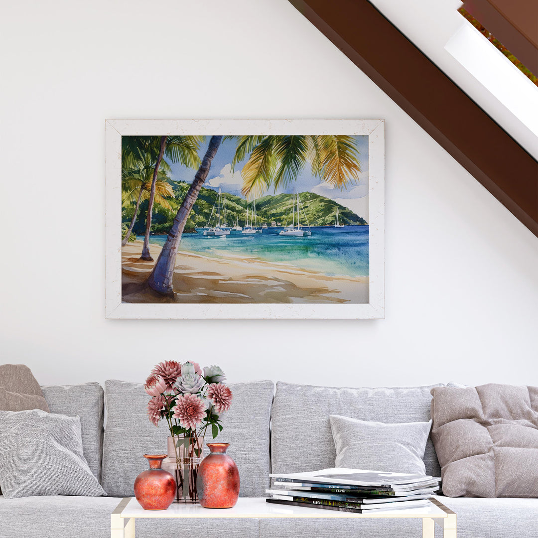 Saint Vincent and the Grenadines Watercolor Poster Caribbean Travel Print Island Landscape Painting Coastal Wall Art Souvenir