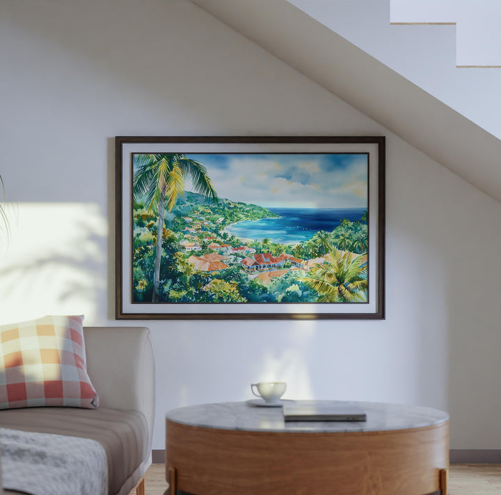 Jamaica Watercolor Poster Caribbean Travel Print Island Landscape Painting Coastal Wall Art Tropical Souvenir