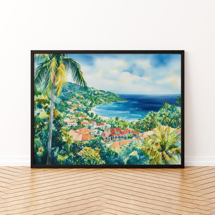 Jamaica Watercolor Poster Caribbean Travel Print Island Landscape Painting Coastal Wall Art Tropical Souvenir