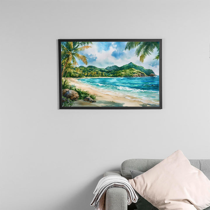 Grenada Watercolor Poster Caribbean Travel Print Island Landscape Painting Coastal Wall Art Tropical Souvenir