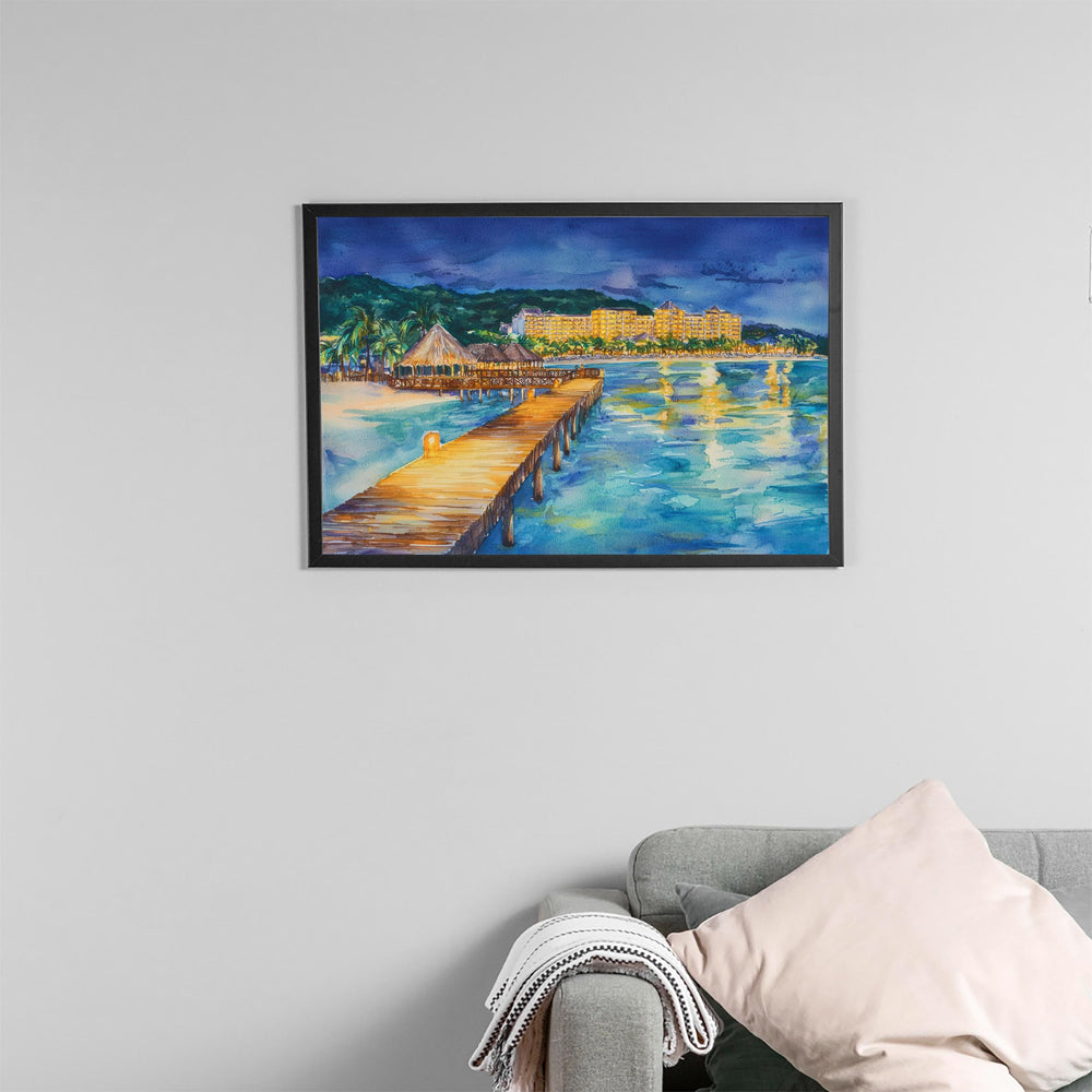 Dominican Republic Watercolor Poster Caribbean Travel Print Beach Landscape Painting Coastal Wall Art Island Souvenir