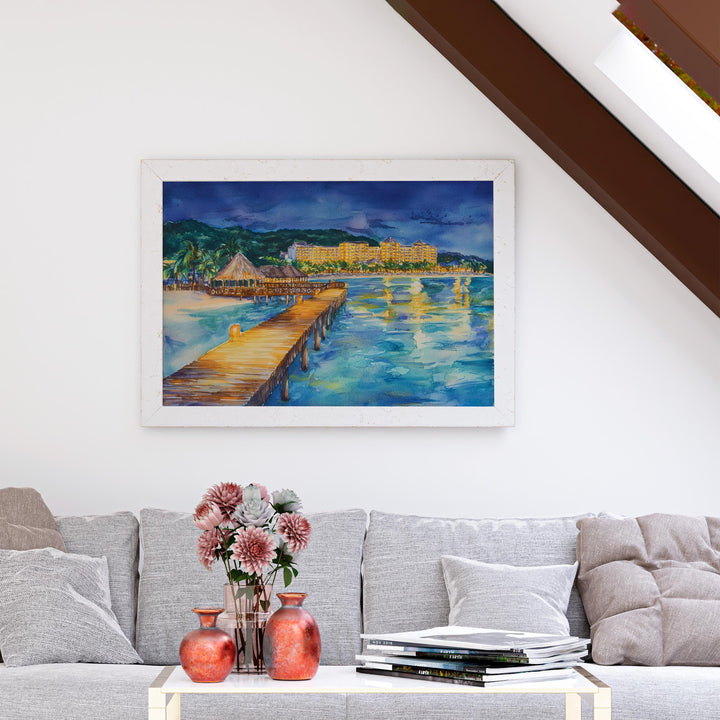 Dominican Republic Watercolor Poster Caribbean Travel Print Beach Landscape Painting Coastal Wall Art Island Souvenir