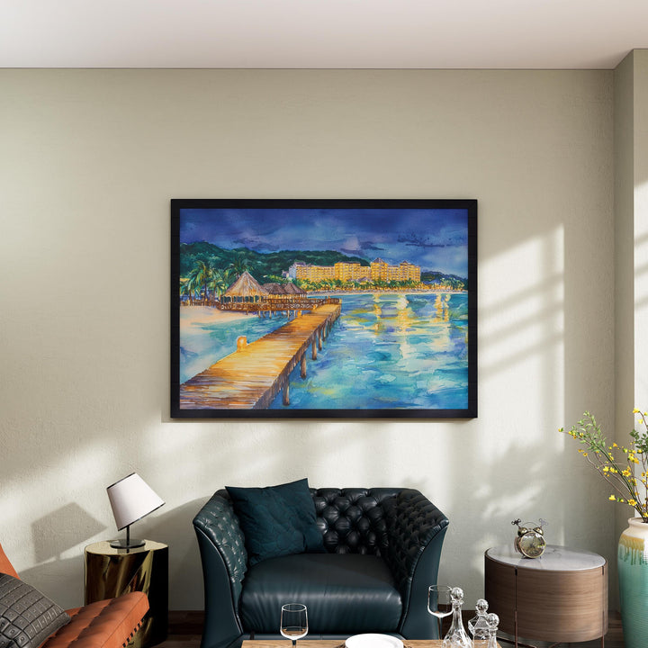 Dominican Republic Watercolor Poster Caribbean Travel Print Beach Landscape Painting Coastal Wall Art Island Souvenir