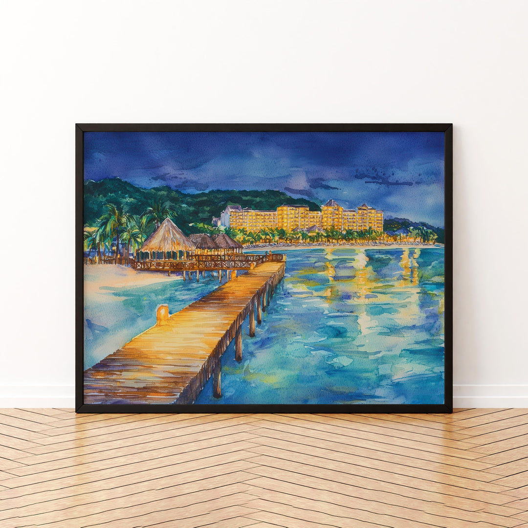 Dominican Republic Watercolor Poster Caribbean Travel Print Beach Landscape Painting Coastal Wall Art Island Souvenir
