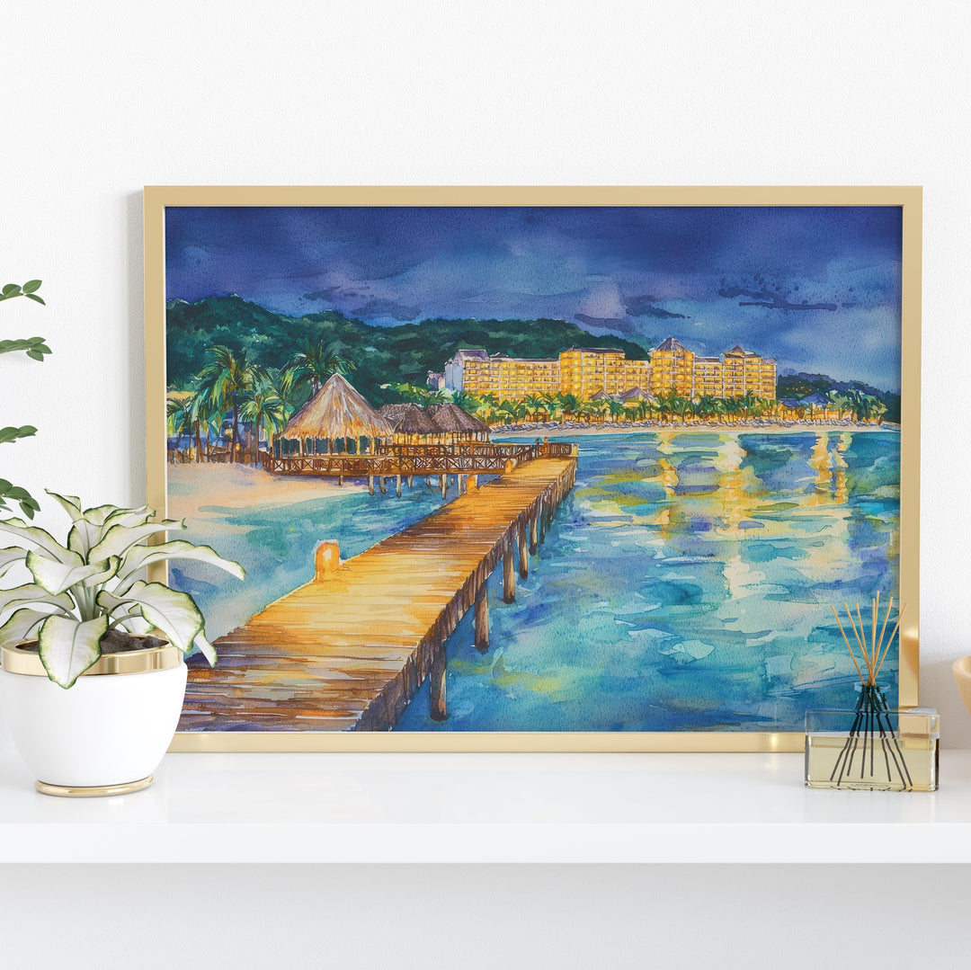 Dominican Republic Watercolor Poster Caribbean Travel Print Beach Landscape Painting Coastal Wall Art Island Souvenir