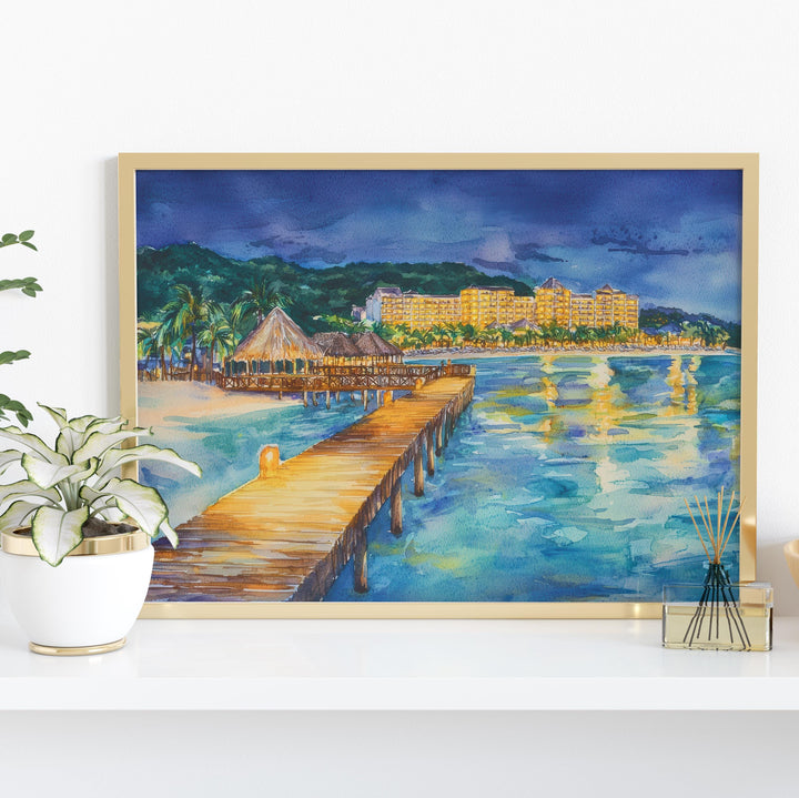 Dominican Republic Watercolor Poster Caribbean Travel Print Beach Landscape Painting Coastal Wall Art Island Souvenir