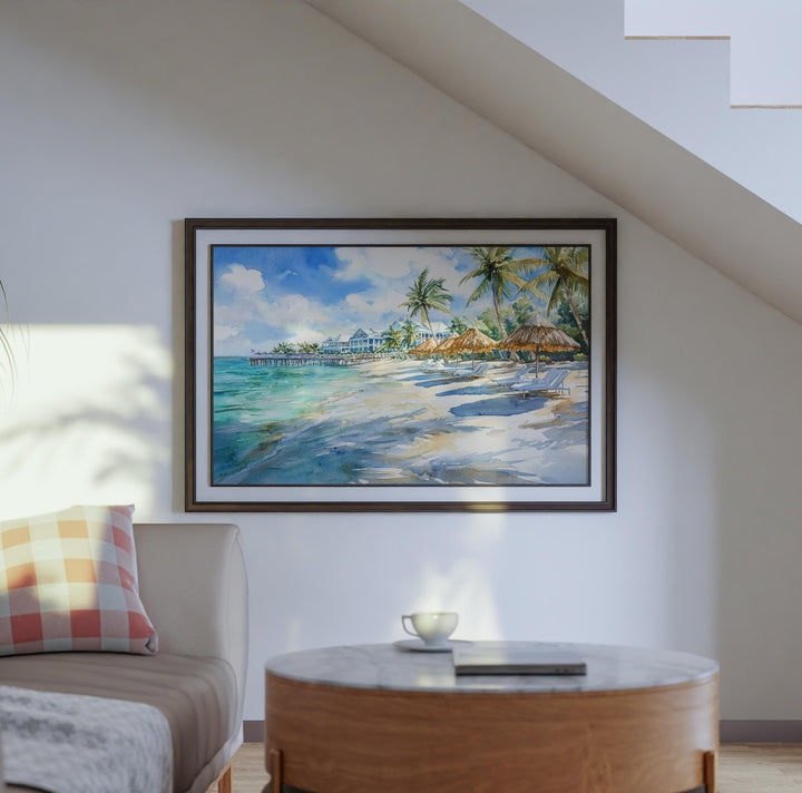 Bahamas Watercolor Poster Caribbean Travel Print Beach Landscape Painting Coastal Wall Art Tropical Island Souvenir