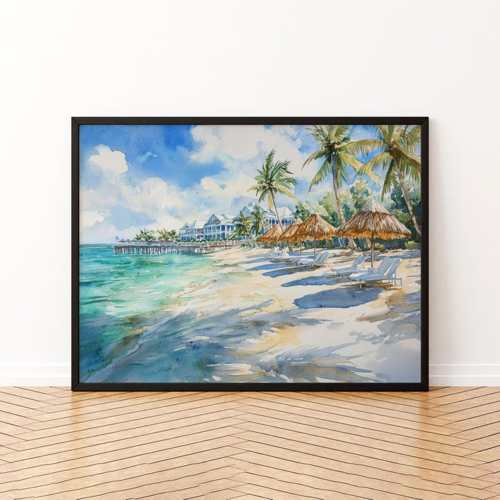 Bahamas Watercolor Poster Caribbean Travel Print Beach Landscape Painting Coastal Wall Art Tropical Island Souvenir