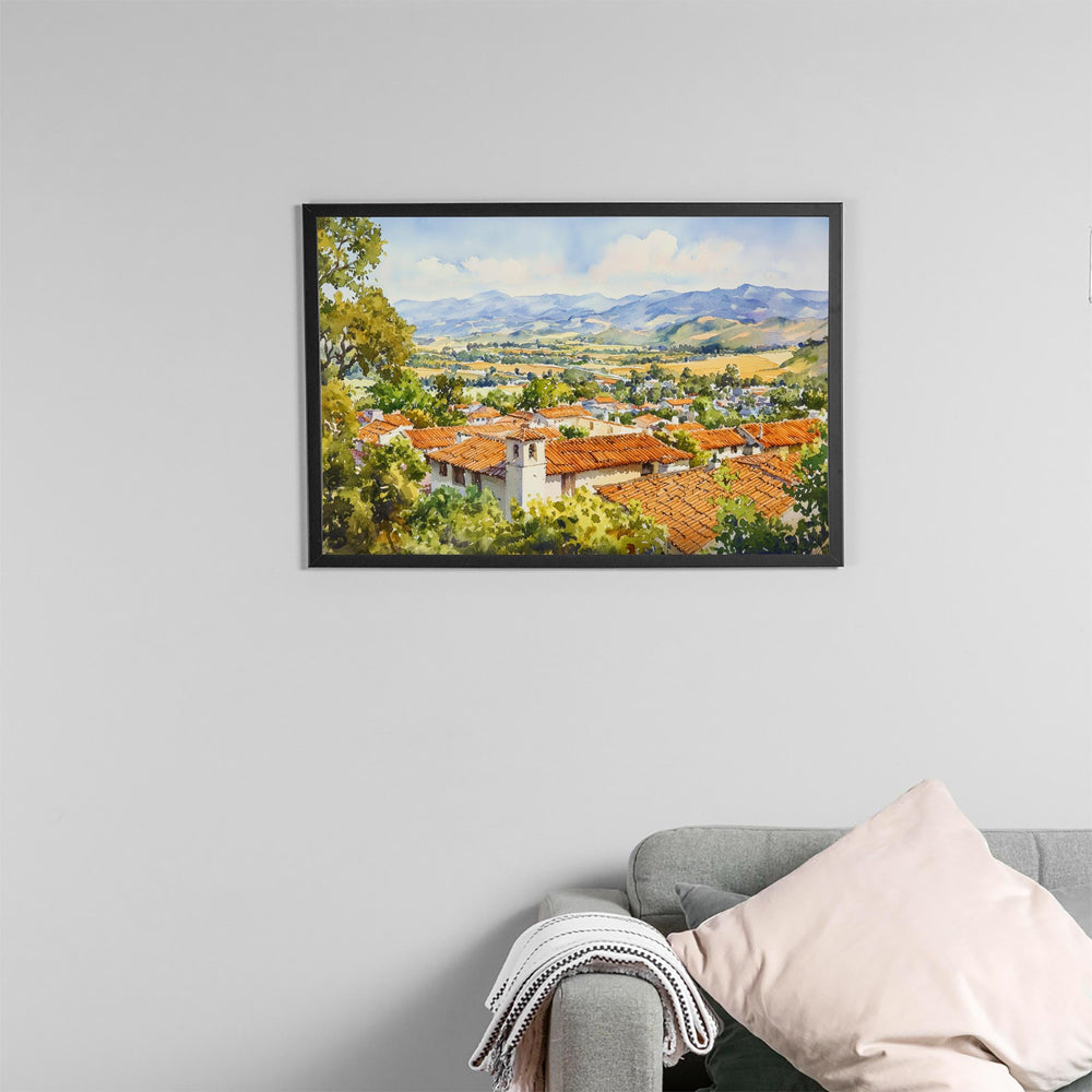 San Luis Obispo California Watercolor Poster SLO Travel Print Central Coast Painting City Wall Art USA Decor Souvenir