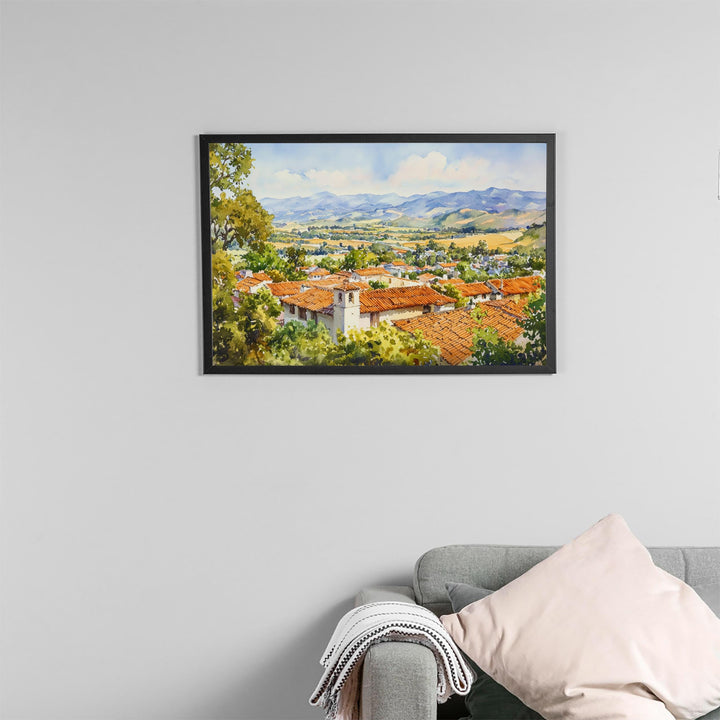 San Luis Obispo California Watercolor Poster SLO Travel Print Central Coast Painting City Wall Art USA Decor Souvenir