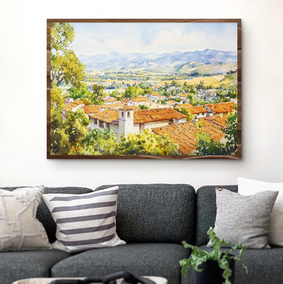 San Luis Obispo California Watercolor Poster SLO Travel Print Central Coast Painting City Wall Art USA Decor Souvenir
