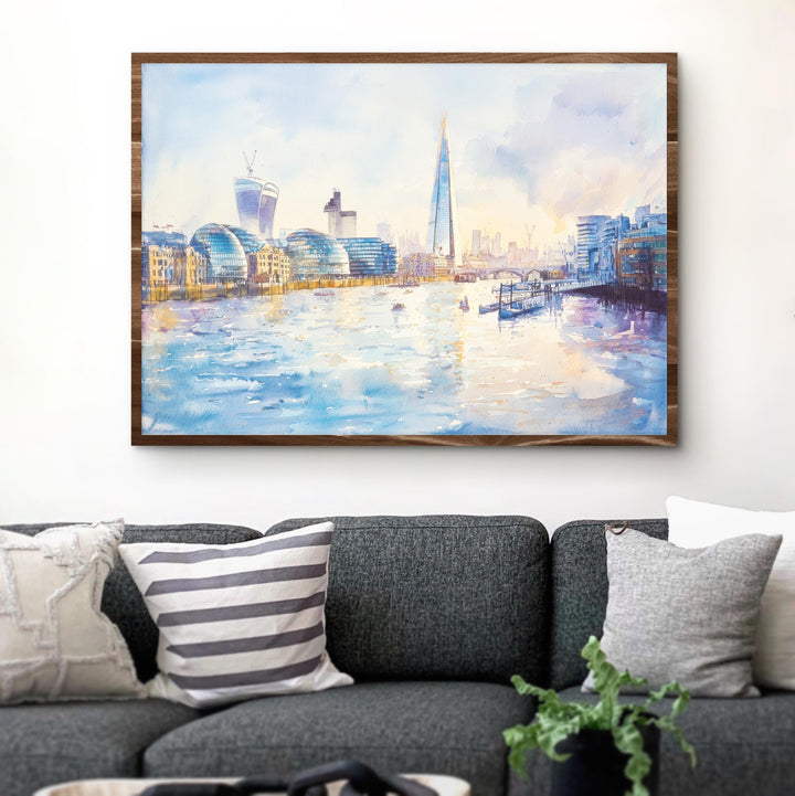 The Shard London Watercolor Poster London Travel Print City Skyline Painting Modern Architecture Wall Art UK Souvenir