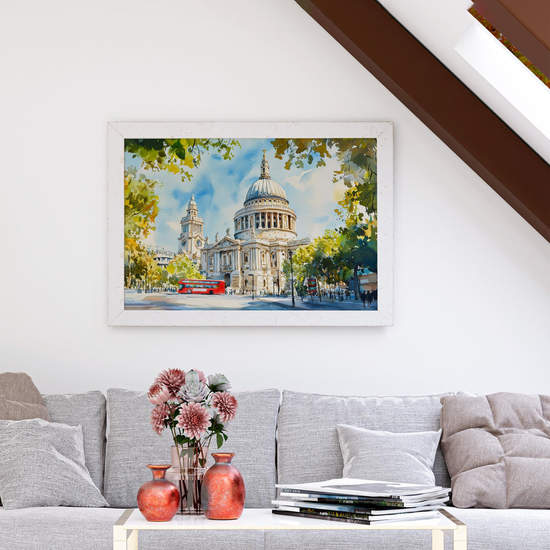 St Paul’s Cathedral London Watercolor Poster London Travel Print Historic Landmark Painting City Wall Art UK Decor Souvenir