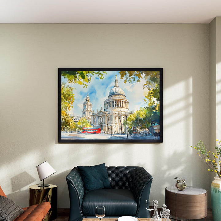 St Paul’s Cathedral London Watercolor Poster London Travel Print Historic Landmark Painting City Wall Art UK Decor Souvenir