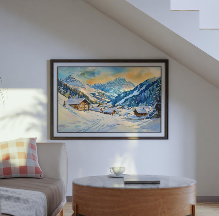 St Anton Austria Watercolor Poster St Anton Travel Print Ski Resort Painting Alpine Village Wall Art Tyrol Decor Souvenir