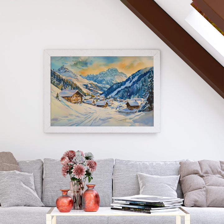 St Anton Austria Watercolor Poster St Anton Travel Print Ski Resort Painting Alpine Village Wall Art Tyrol Decor Souvenir