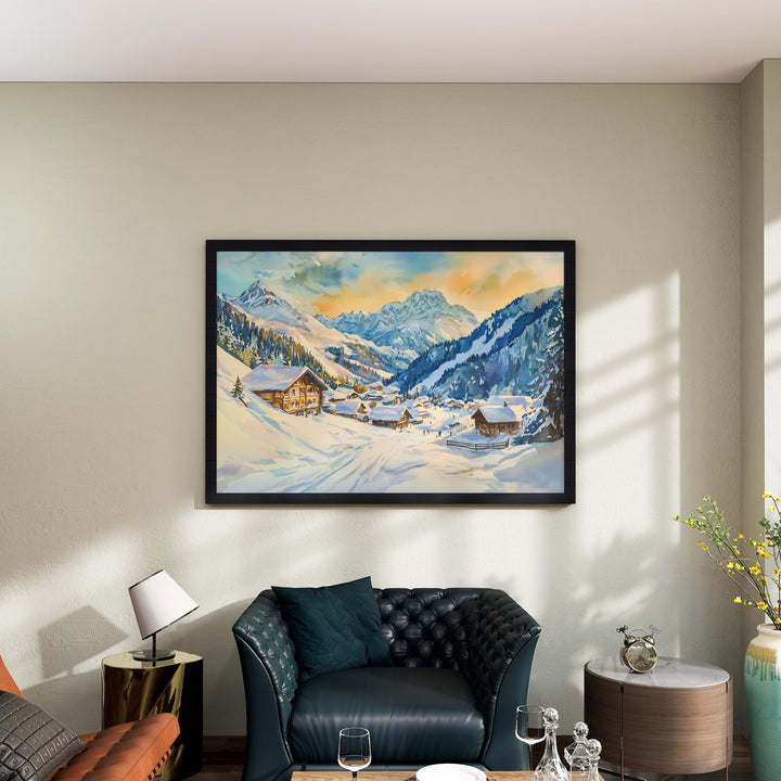 St Anton Austria Watercolor Poster St Anton Travel Print Ski Resort Painting Alpine Village Wall Art Tyrol Decor Souvenir