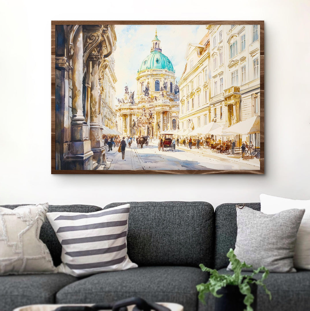 Vienna Austria Watercolor Poster Vienna Travel Print Cityscape Painting European Wall Art Historic Architecture Decor Souvenir