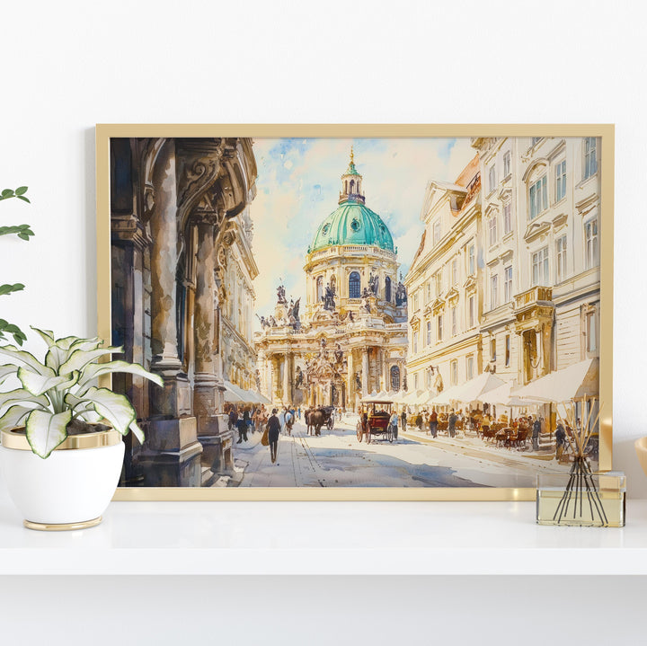 Vienna Austria Watercolor Poster Vienna Travel Print Cityscape Painting European Wall Art Historic Architecture Decor Souvenir