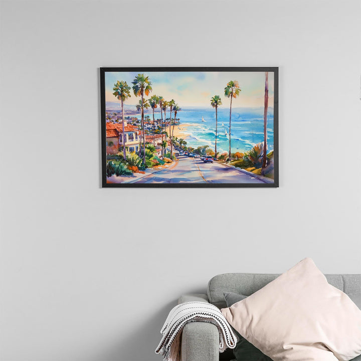 Newport Beach California Watercolor Poster Newport Travel Print Coastal City Painting Ocean Wall Art USA Decor Souvenir