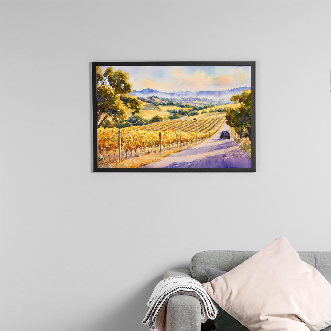 Napa Valley California Watercolor Poster Napa Travel Print Vineyard Painting Wine Country Wall Art USA Decor Souvenir