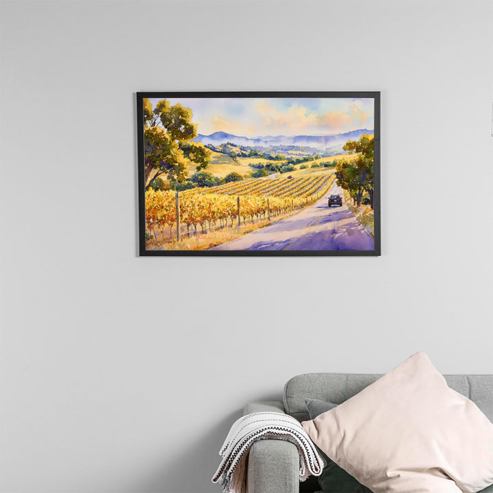 Napa Valley California Watercolor Poster Napa Travel Print Vineyard Painting Wine Country Wall Art USA Decor Souvenir