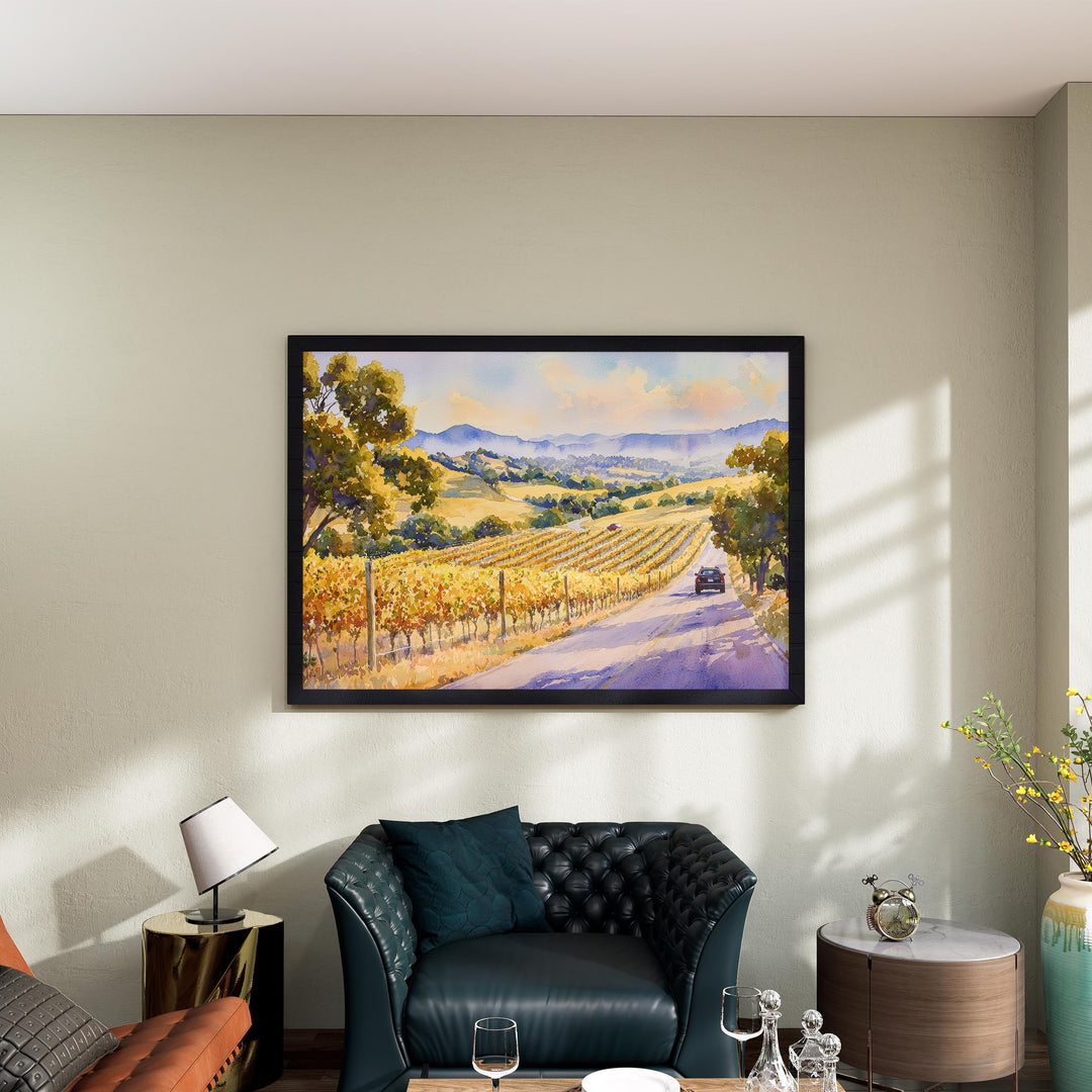Napa Valley California Watercolor Poster Napa Travel Print Vineyard Painting Wine Country Wall Art USA Decor Souvenir