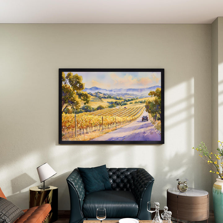 Napa Valley California Watercolor Poster Napa Travel Print Vineyard Painting Wine Country Wall Art USA Decor Souvenir