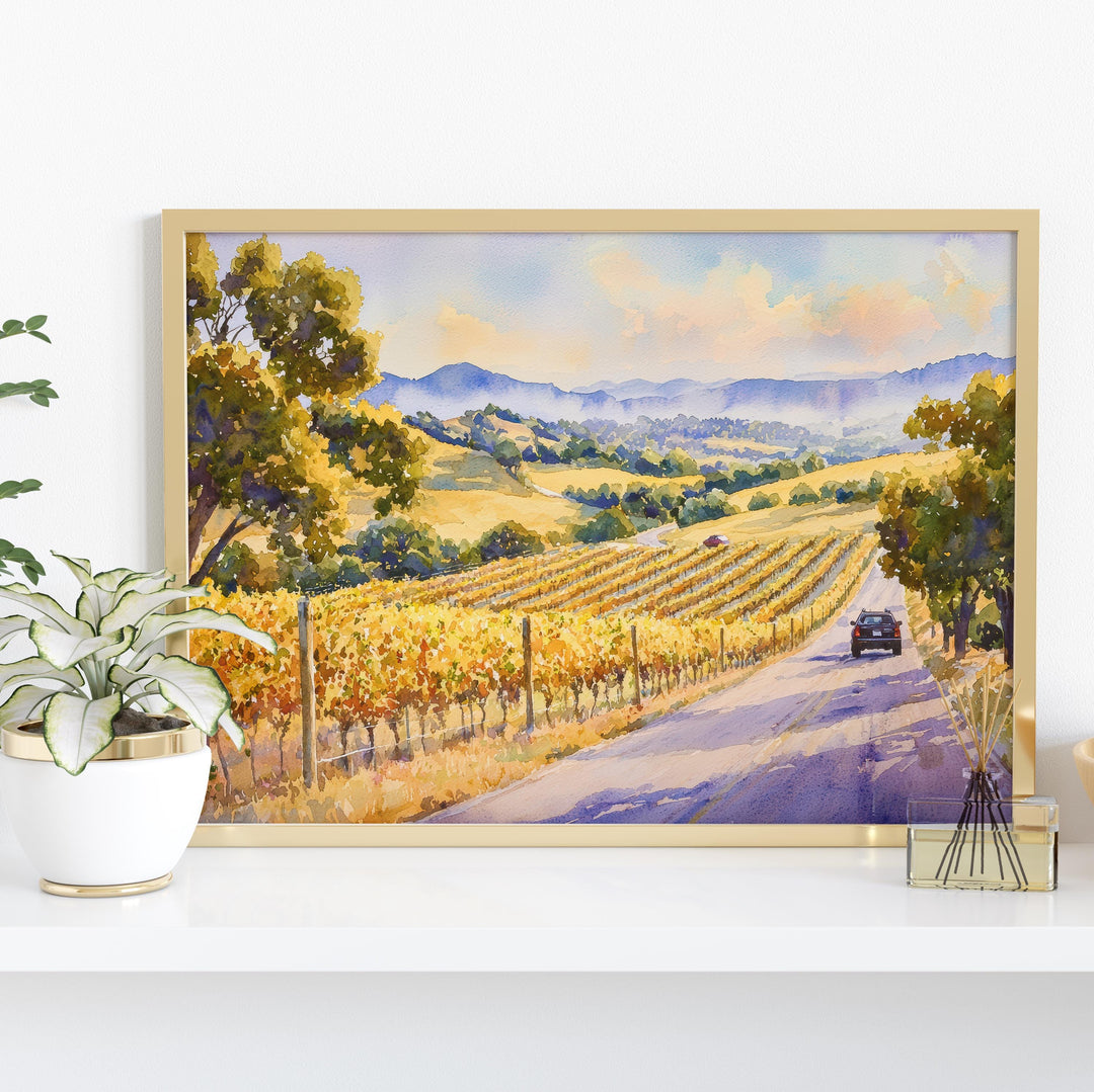 Napa Valley California Watercolor Poster Napa Travel Print Vineyard Painting Wine Country Wall Art USA Decor Souvenir