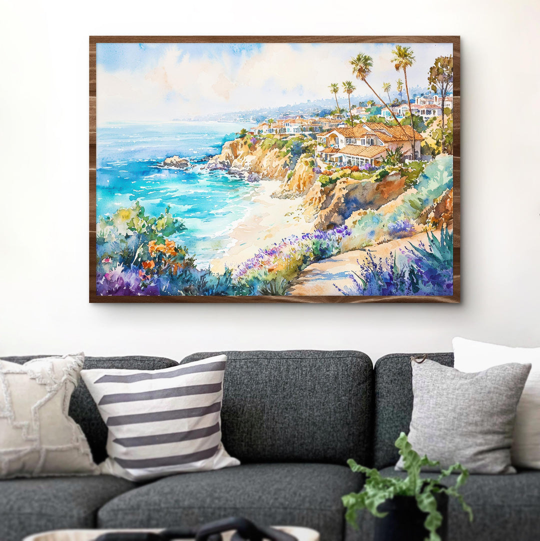 Laguna Beach California Watercolor Poster Laguna Travel Print Coastal City Painting Ocean Wall Art USA Decor Souvenir