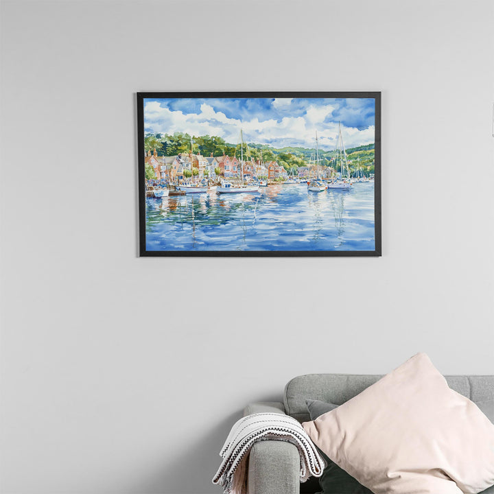 Dartmouth Devon Watercolor Poster Dartmouth Travel Print Harbour Town Painting Coastal Wall Art South West England Souvenir