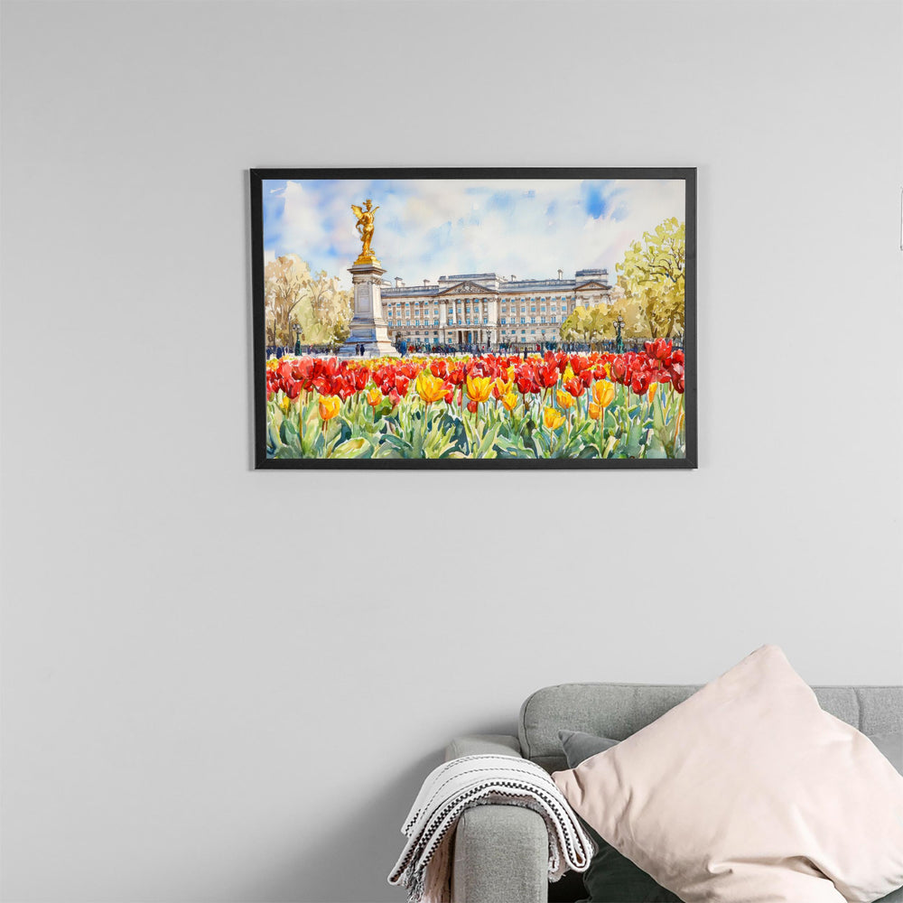 Buckingham Palace London Watercolor Poster London Travel Print Royal Landmark Painting City Wall Art UK Decor Souvenir