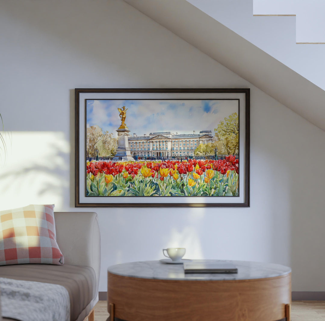 Buckingham Palace London Watercolor Poster London Travel Print Royal Landmark Painting City Wall Art UK Decor Souvenir