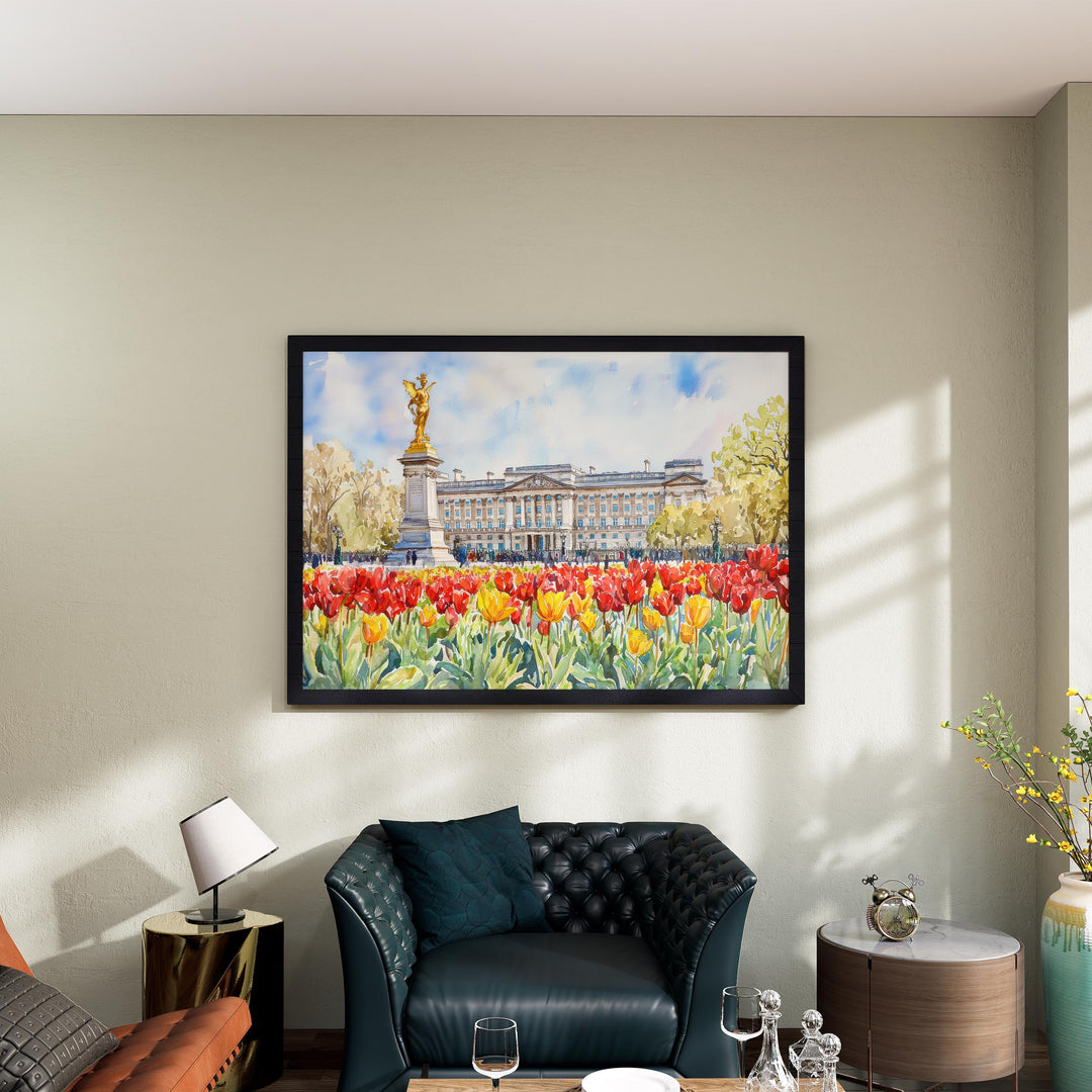 Buckingham Palace London Watercolor Poster London Travel Print Royal Landmark Painting City Wall Art UK Decor Souvenir