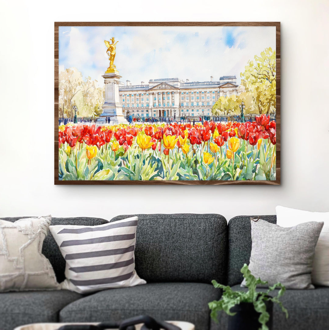 Buckingham Palace London Watercolor Poster London Travel Print Royal Landmark Painting City Wall Art UK Decor Souvenir