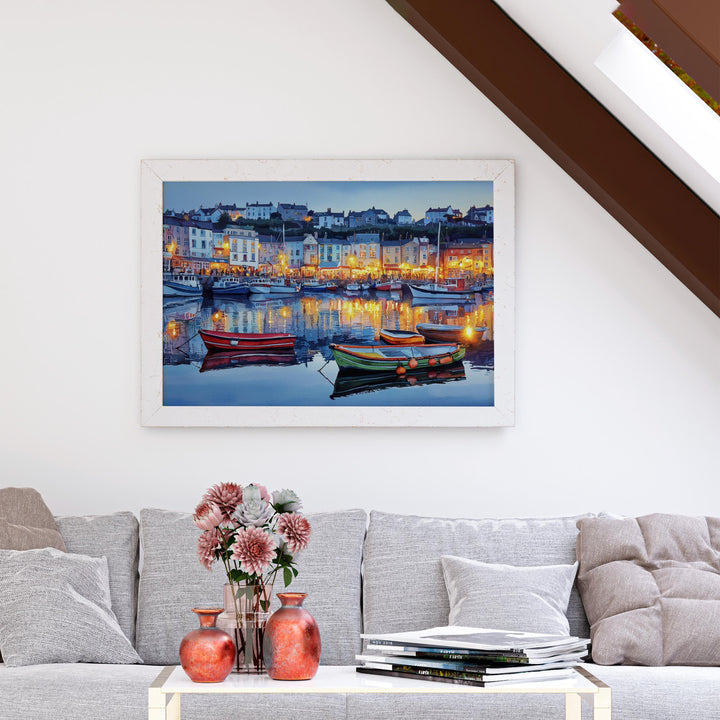 Brixham Devon Watercolor Poster Brixham Travel Print Harbour Town Painting Coastal Wall Art South West England Souvenir
