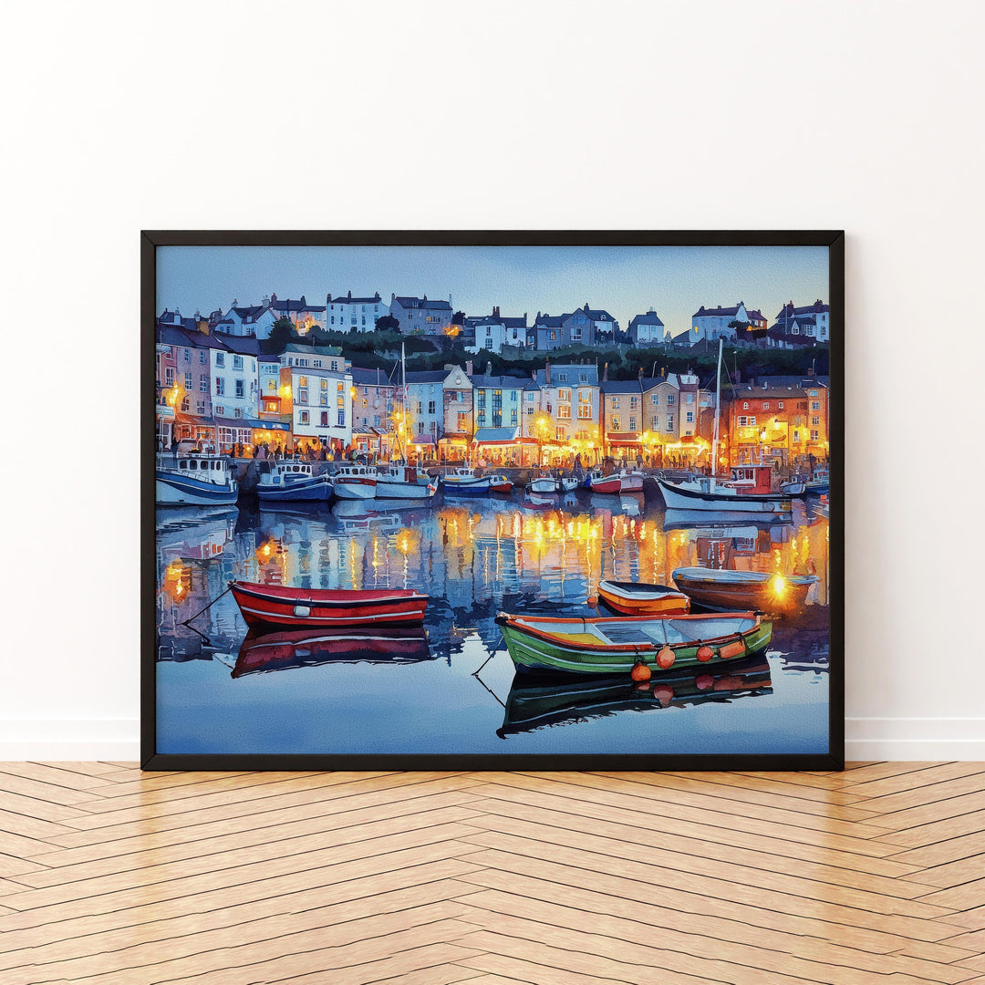 Brixham Devon Watercolor Poster Brixham Travel Print Harbour Town Painting Coastal Wall Art South West England Souvenir