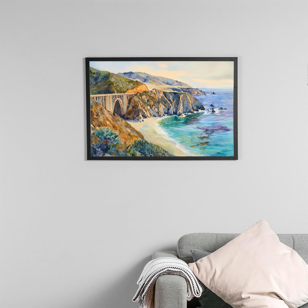 Big Sur California Watercolor Poster Big Sur Travel Print Coastal Landscape Painting Ocean Wall Art USA Decor Souvenir