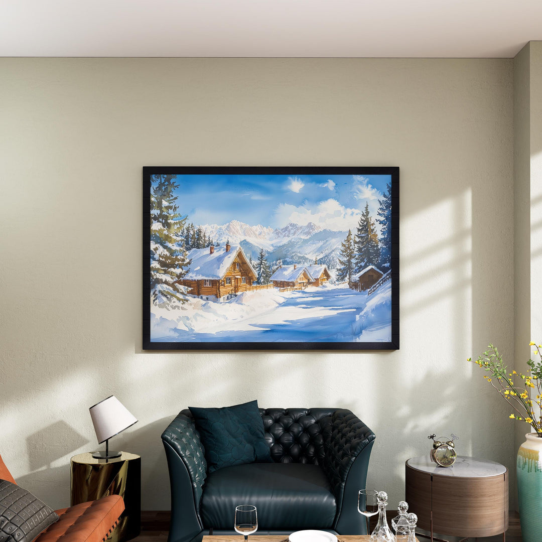 Zakopane Poland Watercolor Poster Zakopane Travel Print Mountain Village Painting Ski Resort Wall Art Europe Souvenir