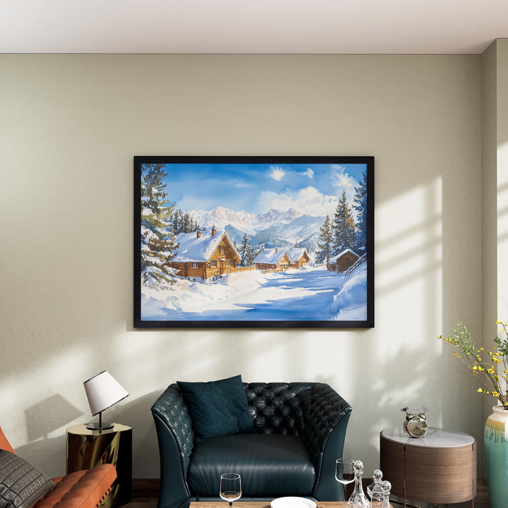 Zakopane Poland Watercolor Poster Zakopane Travel Print Mountain Village Painting Ski Resort Wall Art Europe Souvenir