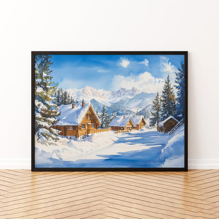 Zakopane Poland Watercolor Poster Zakopane Travel Print Mountain Village Painting Ski Resort Wall Art Europe Souvenir