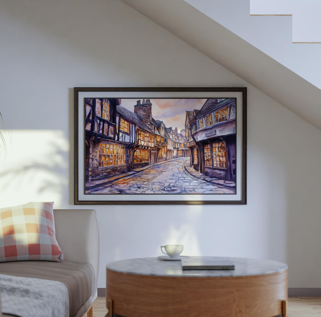 York England Watercolor Poster York Travel Print Historic City Painting Cathedral Wall Art UK Landmark Decor Souvenir